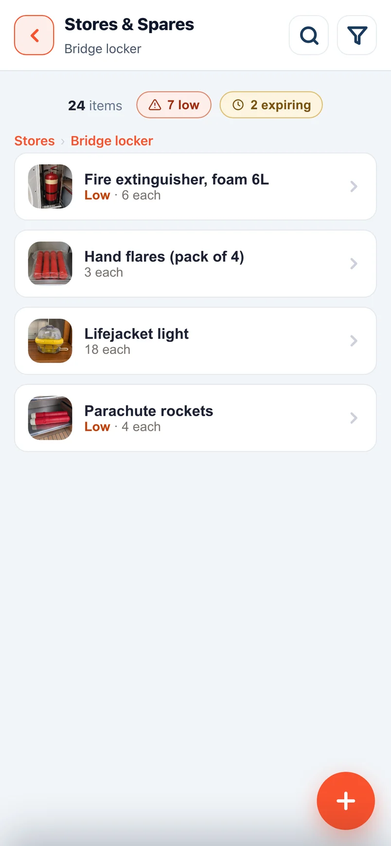 The same bridge locker in Muster Mate, the crew app