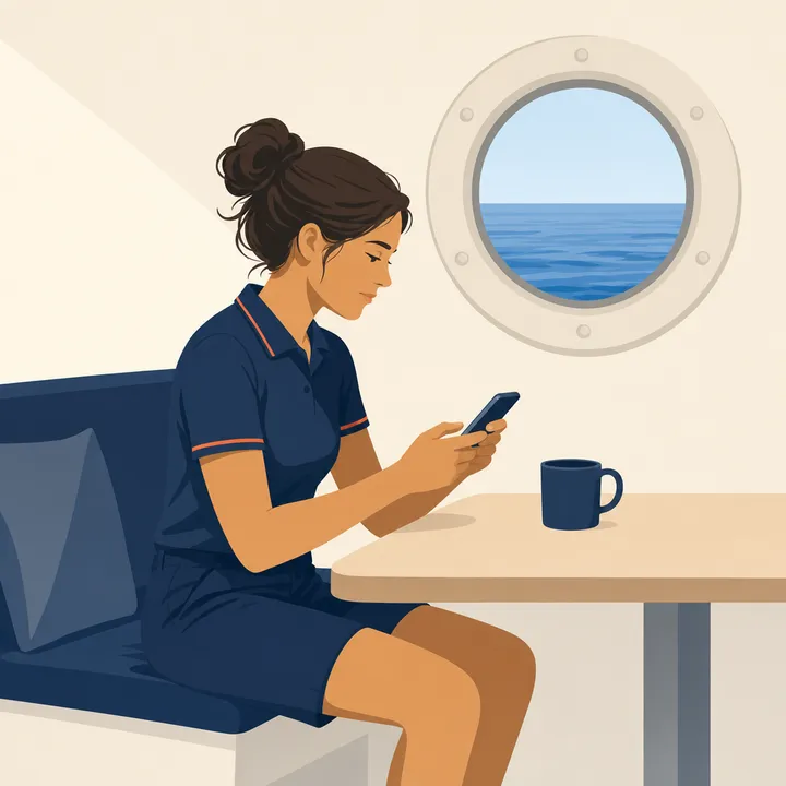 A crew member filling in Hours of Rest on her phone